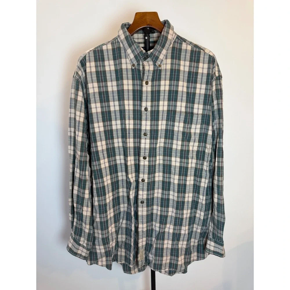 Vintage Abercrombie & Fitch The Big Shirt Mens XL Plaid Green Button Down